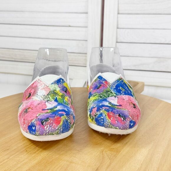 BOBS by Skechers Colorful Floral Mesh Sequin Slip On Flats Shoes Multicolor 6 - Picture 3 of 10